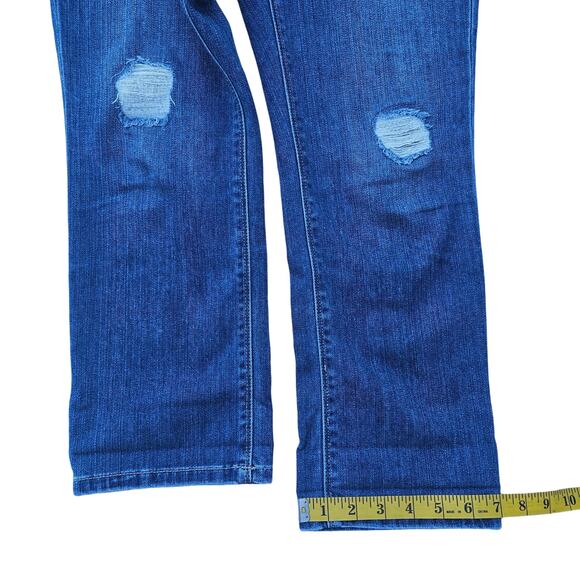 Slim Crop Jeans WHBM Blanc Size 6 Distressed Stretch Denim Stud Pocket - Picture 3 of 9